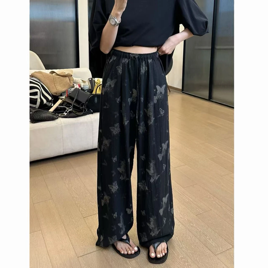 小静静一会【蝴蝶裤】2025夏款松紧腰休闲阔腿裤 2504C1790