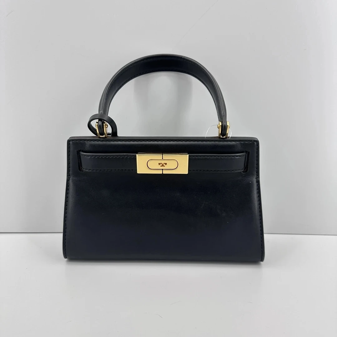 95新 TORY BURCH/汤丽柏琦 Lee 黑色小号手提肩背包20x13x4cm