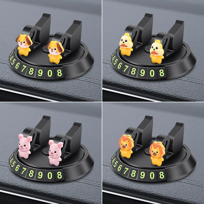 车载手机支架仪表台360旋转多功能卡通司机专用临时停车号码牌