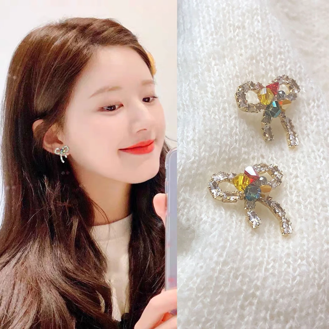 无耳洞「蝶甜星梦」彩色可爱串珠耳钉甜美蝴蝶结无痛蚊香盘耳夹