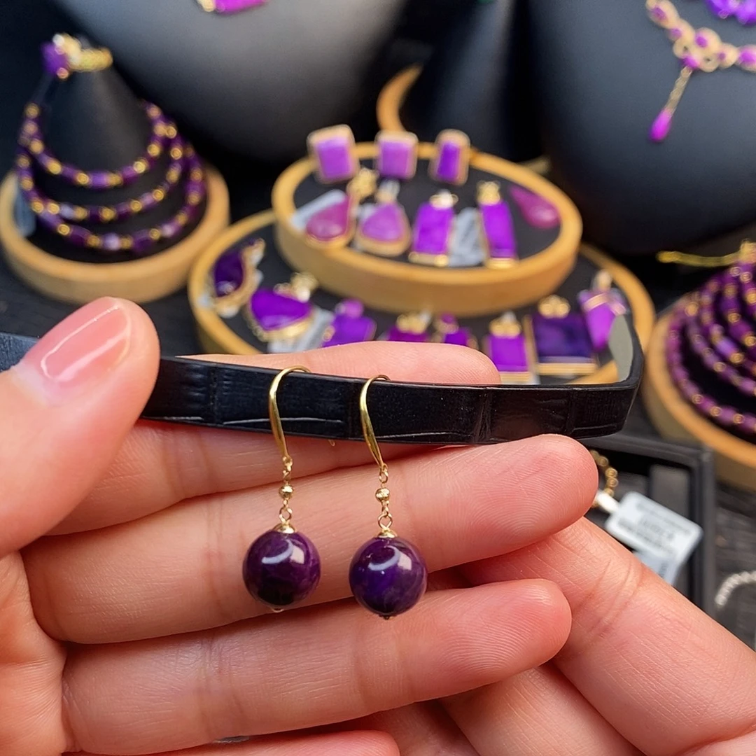 苏纪石（舒俱来）18K金镶嵌耳饰