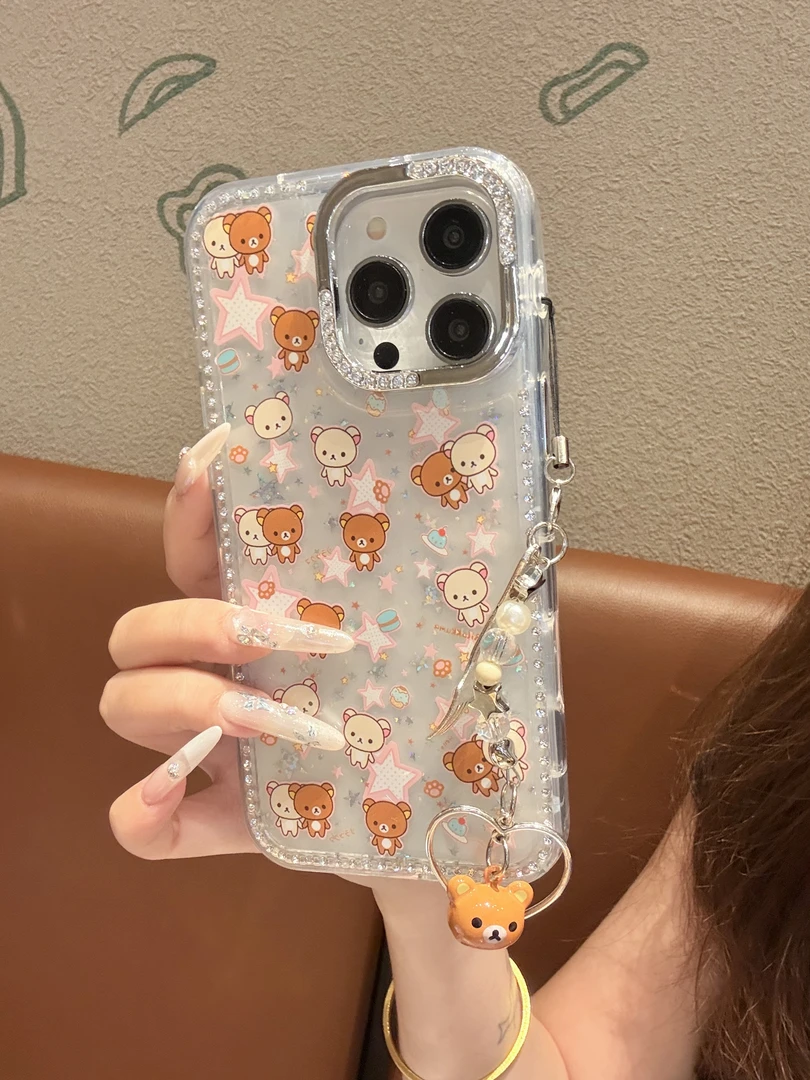 【自带相机保护按键】卡通轻松熊适用苹果16/15/14/13防摔手机壳