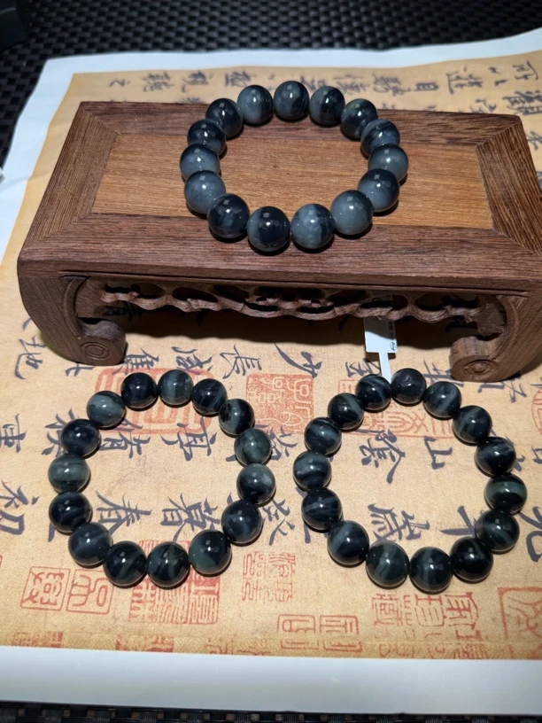 001新疆和田玉青花一线天14mm手串（多样性发一条）