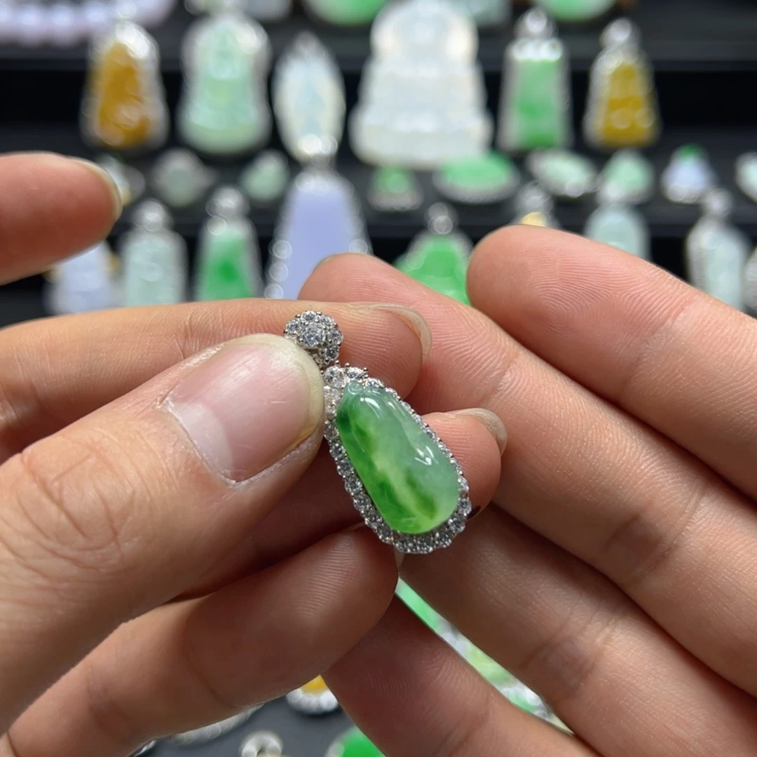 颈饰银S925镶嵌翡翠天然翡翠a货