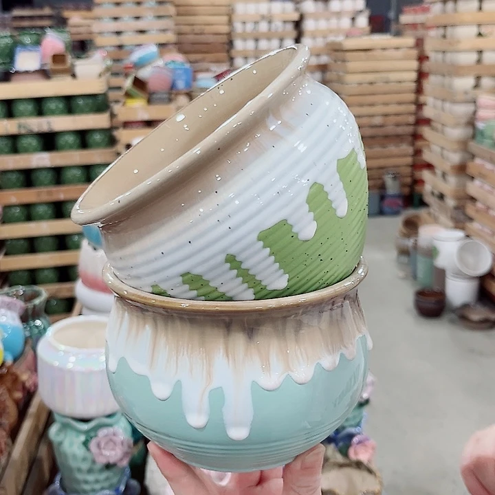 有孔.凑单10元陶瓷花盆发货！