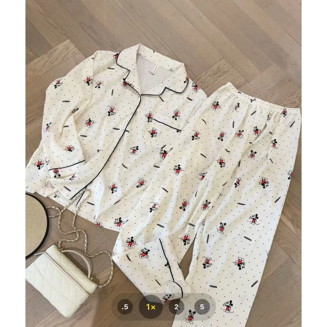 【云朵家居套装】春夏透气亲肤卡通印花翻驳领两件套睡衣女士家居服