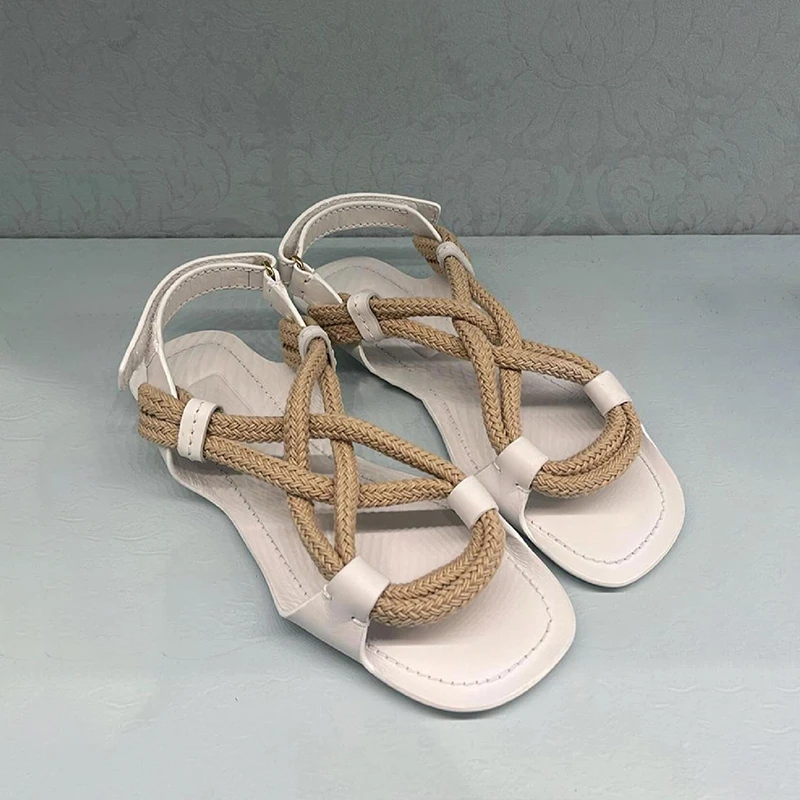 气质版~罗马女鞋夏季小众波西米亚露趾凉鞋女平底沙滩风凉拖女鞋