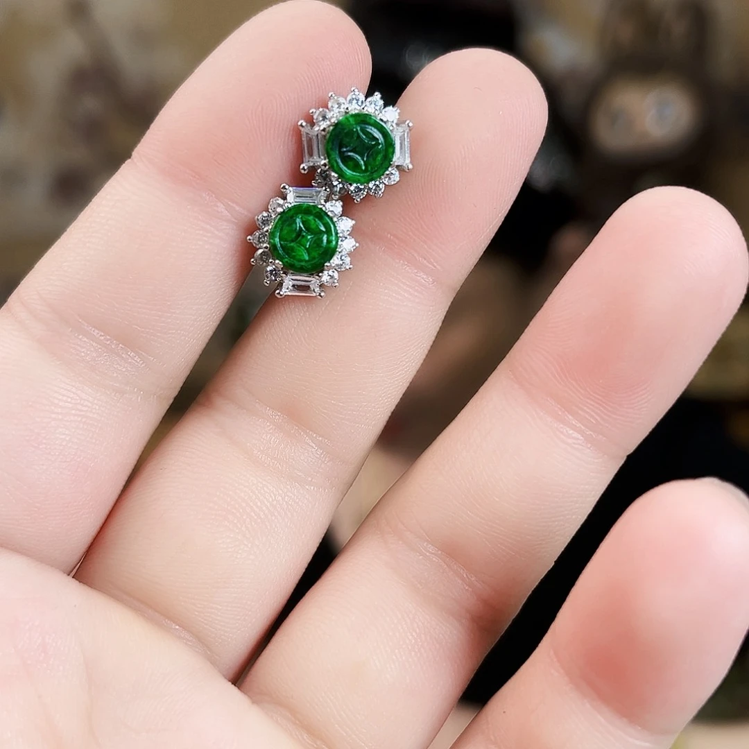 翡翠银S925镶嵌颈饰耳饰