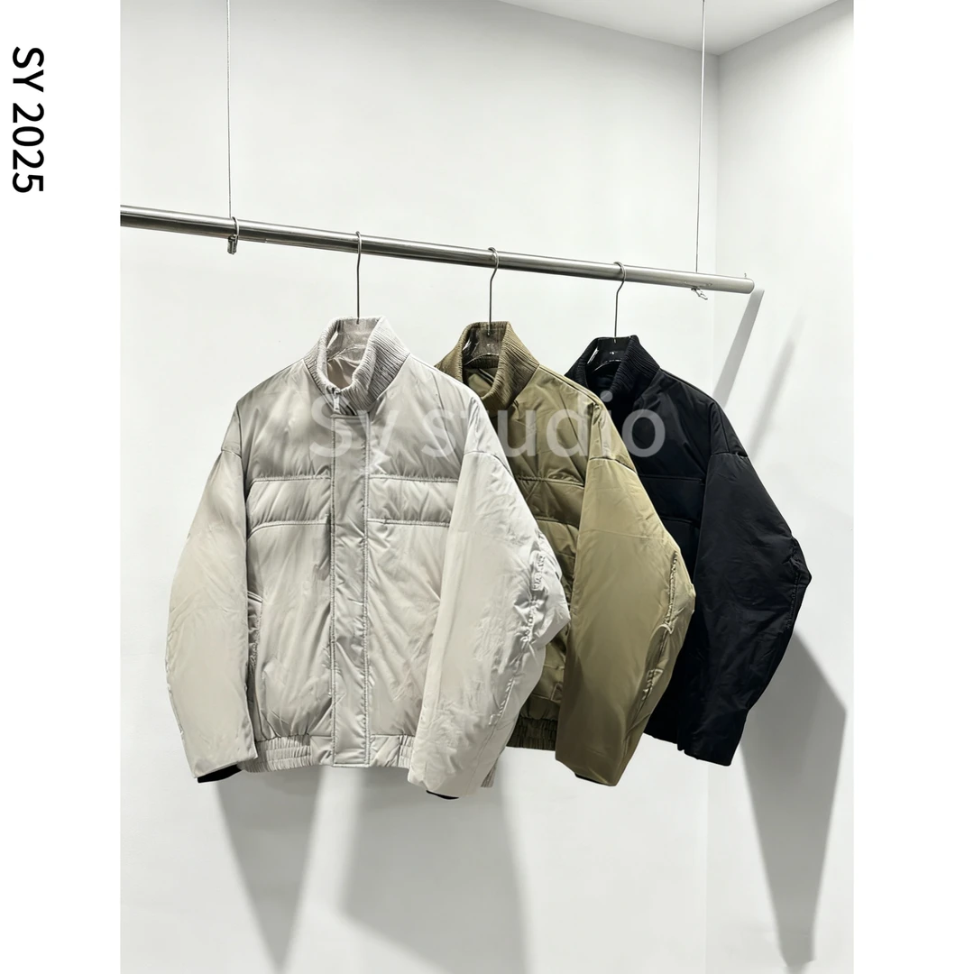 男士冬季纯色针织高领90白鸭宽松百搭羽绒服9571