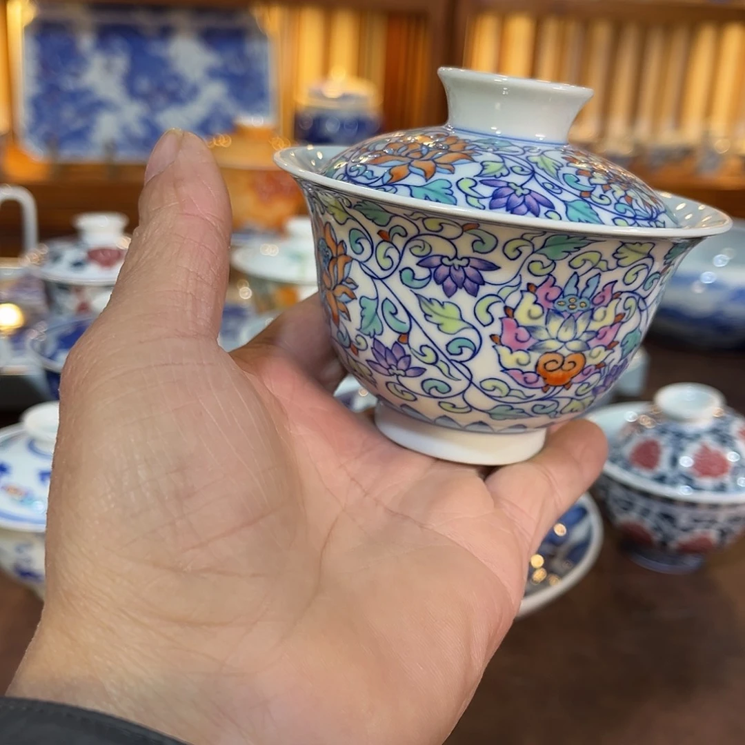 錡镇堂手工手绘盖碗