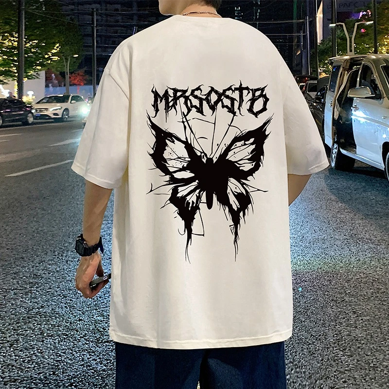 特大码300斤纯棉短袖T恤男2025夏季运动半袖高街美式嘻哈潮牌健身