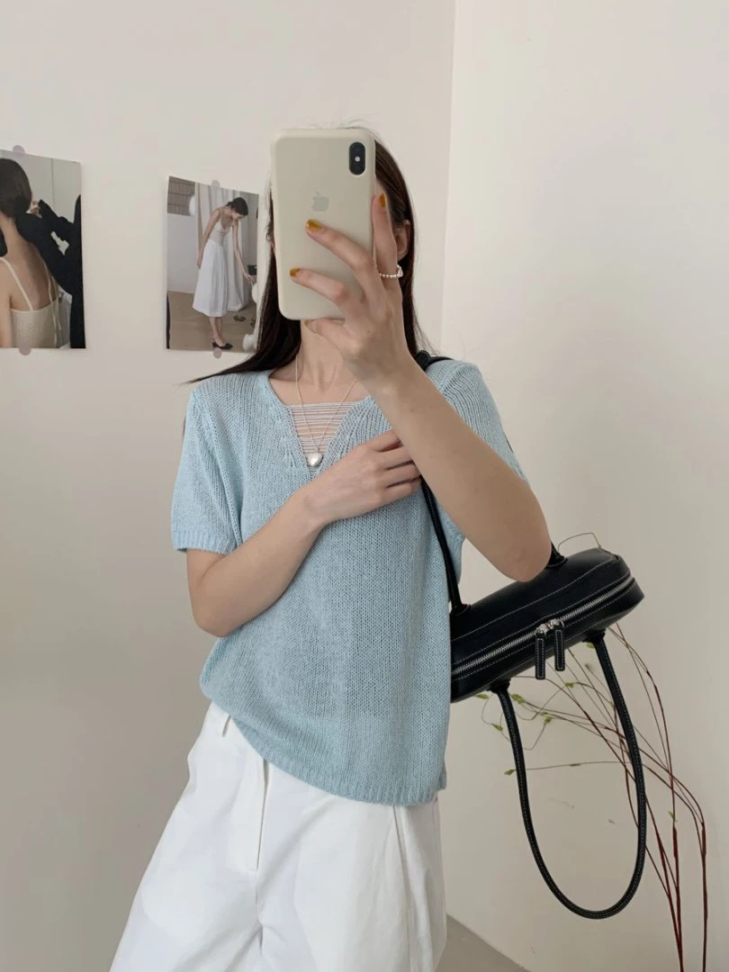 【素简.500101】春款上新天爽亚麻小设计爆款设计女装混纺针织衫