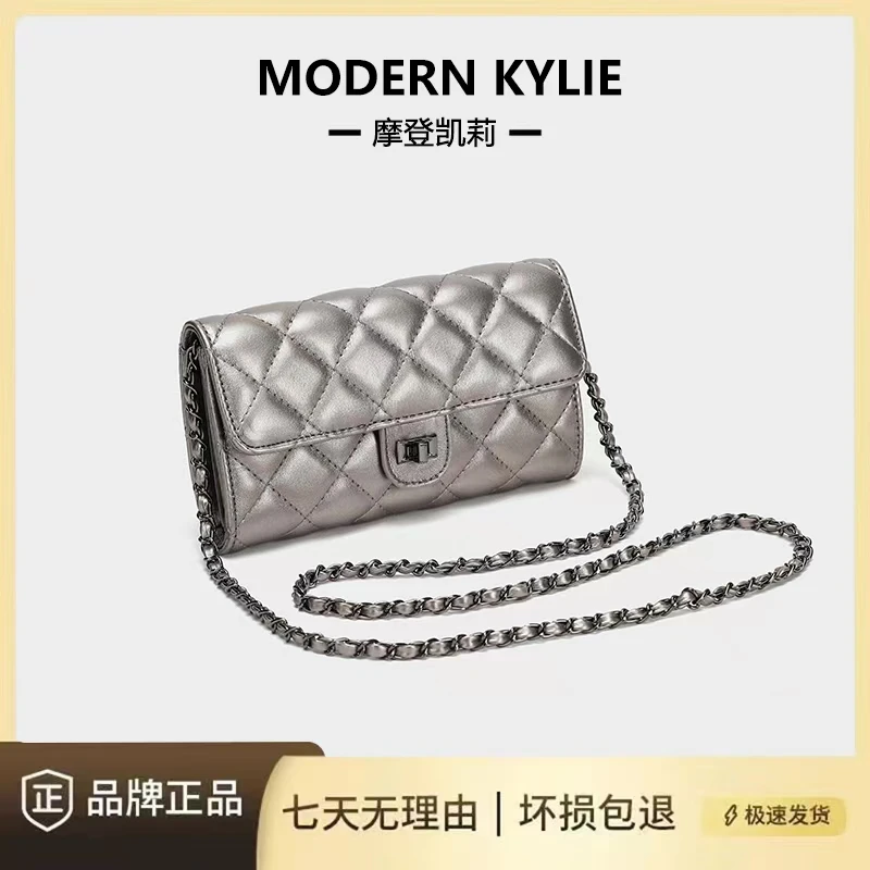 小方包银色包包小香风手机 包女钱包斜挎包菱格链条包D004