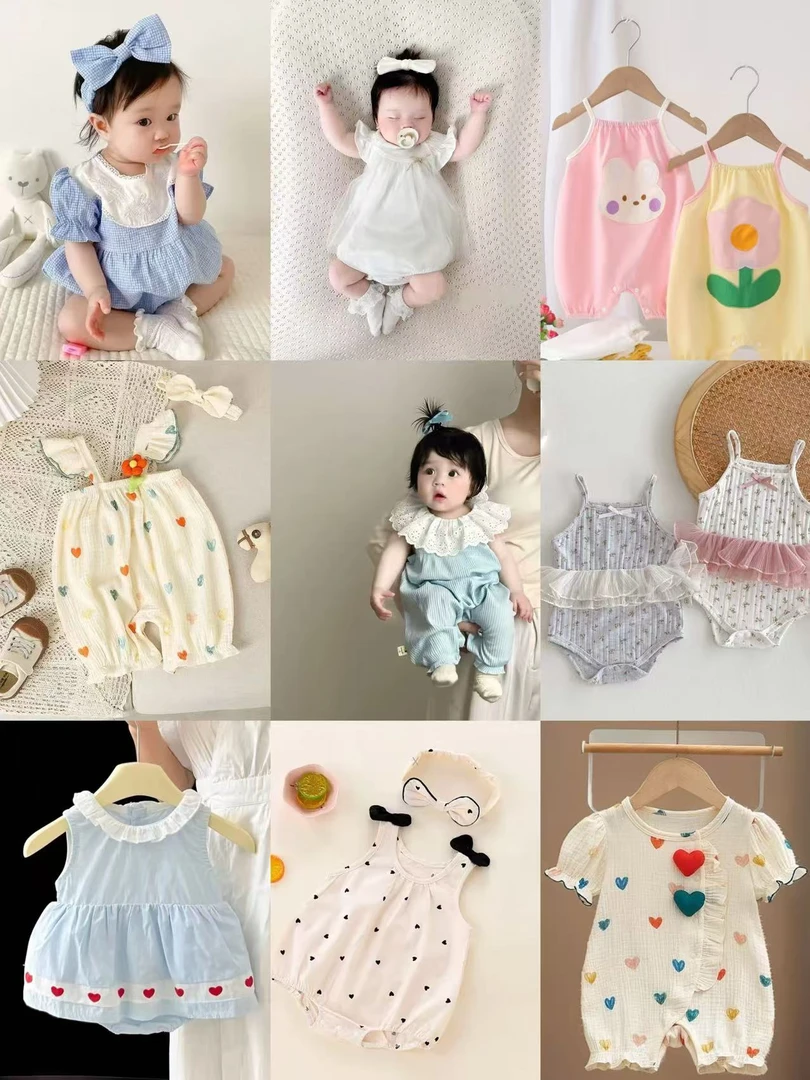 B800新款夏季韩版宝宝连体衣多组合婴儿短袖哈衣连衣裙包屁衣