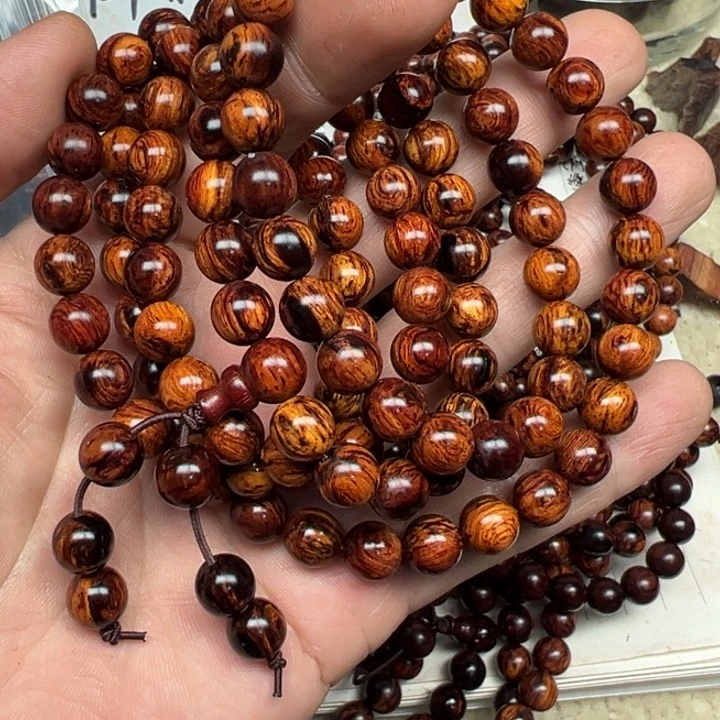 降真香手串/手链海南红降08*108圆珠虫漏