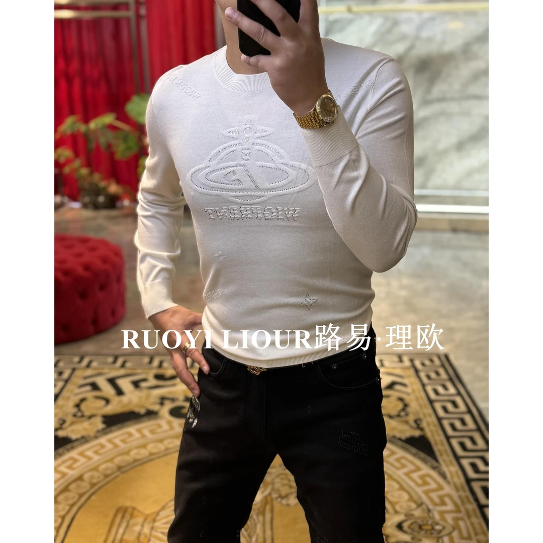 【路易理欧】潮流男欧货时尚亮钻星球休闲针织衫86169