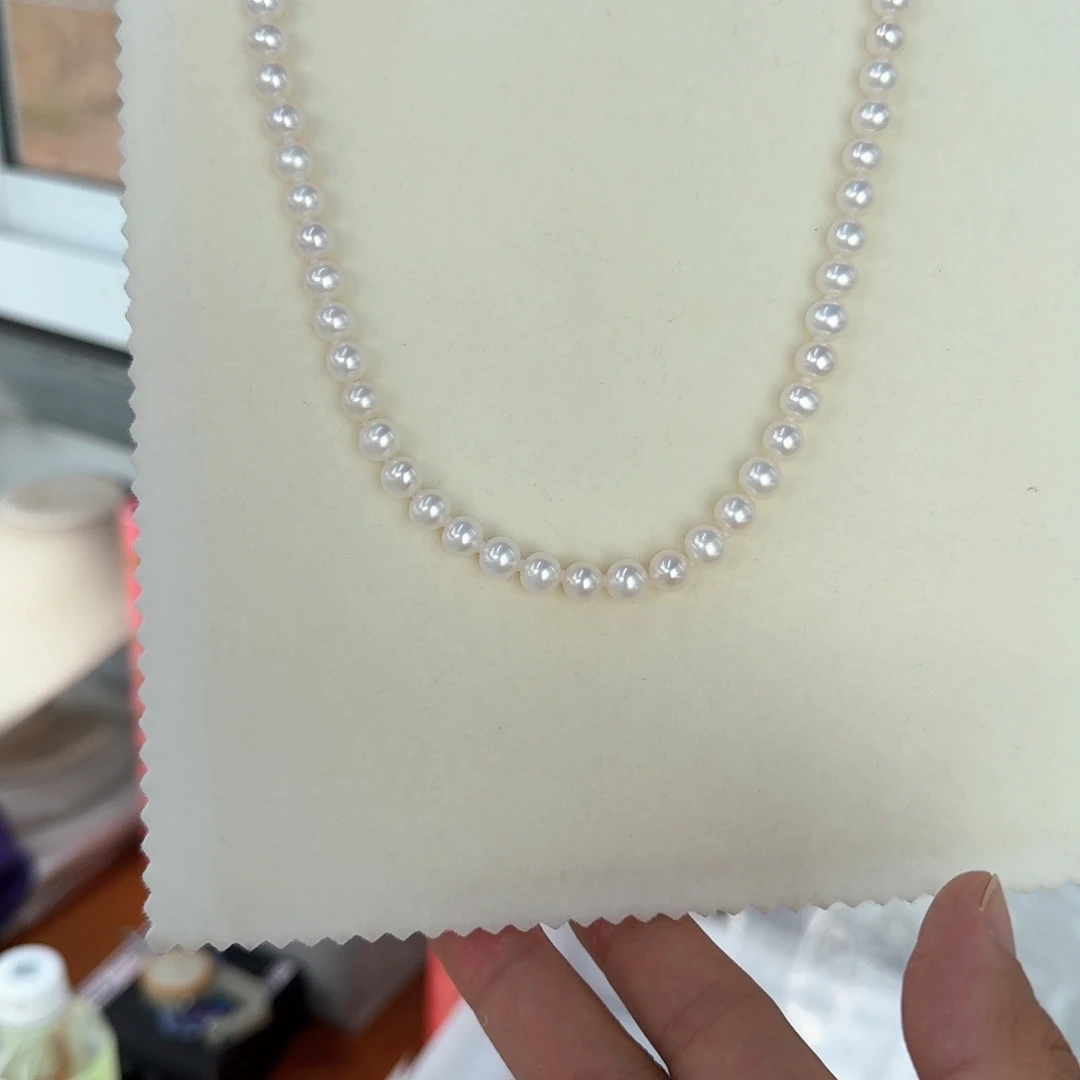 淡水珍珠银S925镶嵌颈饰7-8无核极光镜面无暇冷白