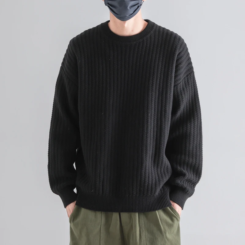 秋春秋季圆领毛衣男ins潮牌长袖外套春秋打底针织衫套头上衣服线