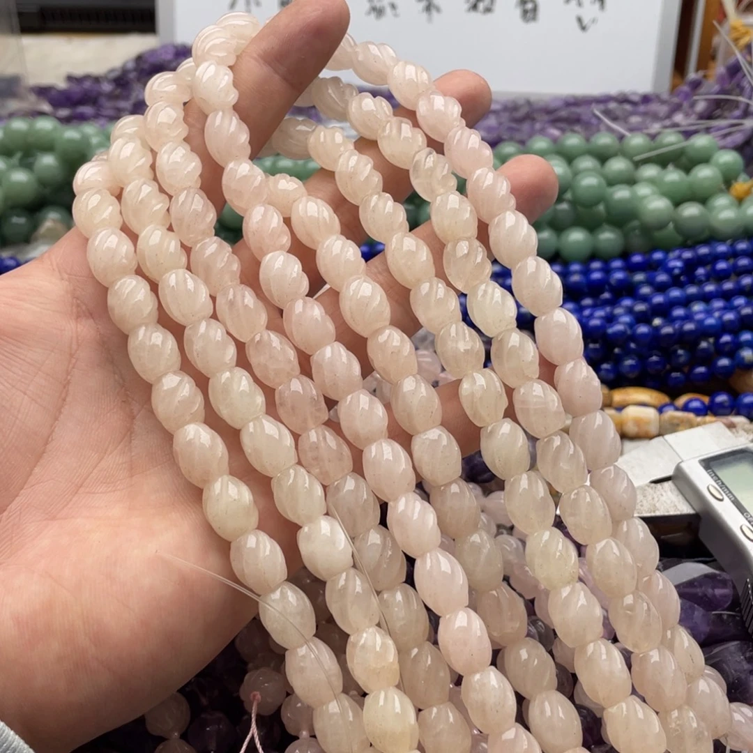 玛瑙/玉髓合金珠宝半成品一条装粉水转运珠桶珠10*13mm