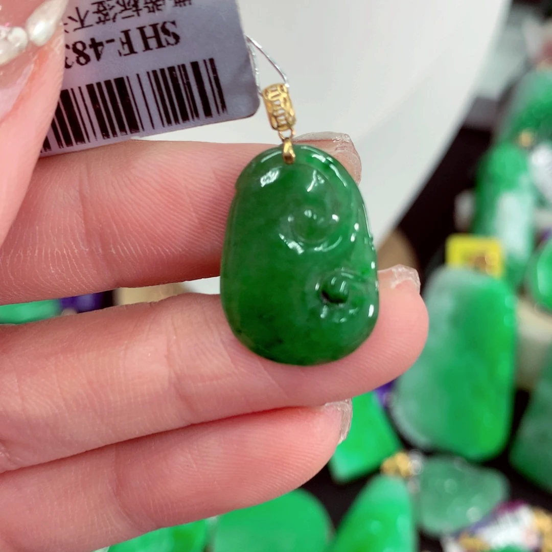 翡翠18K金镶嵌吊坠(不含链)