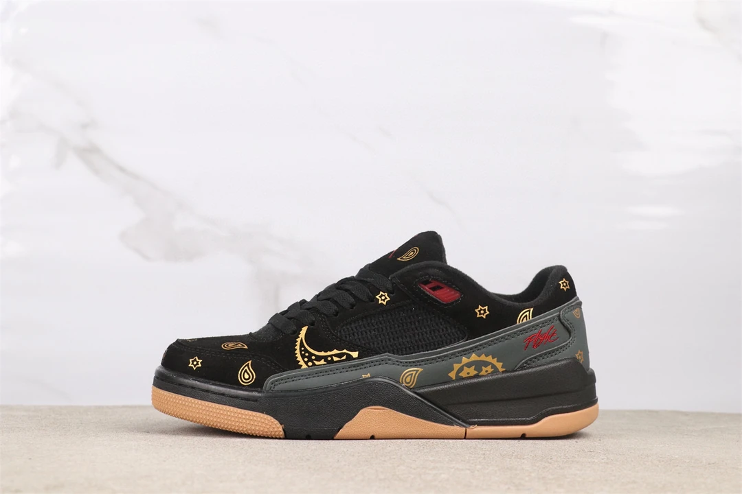 AJ4透气缓震跑步鞋男子男士黑色印花篮球鞋运动鞋男鞋时尚休闲女