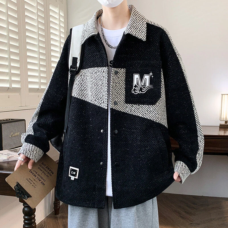 春秋外套男2025新款潮牌衬衫式夹克翻领时尚宽松百搭青年学生上衣