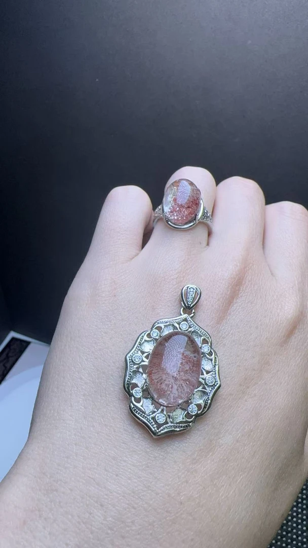 CT3836+CT3793【福嘟嘟】幽灵晶水晶吊坠+水晶戒指-多样性只发一件