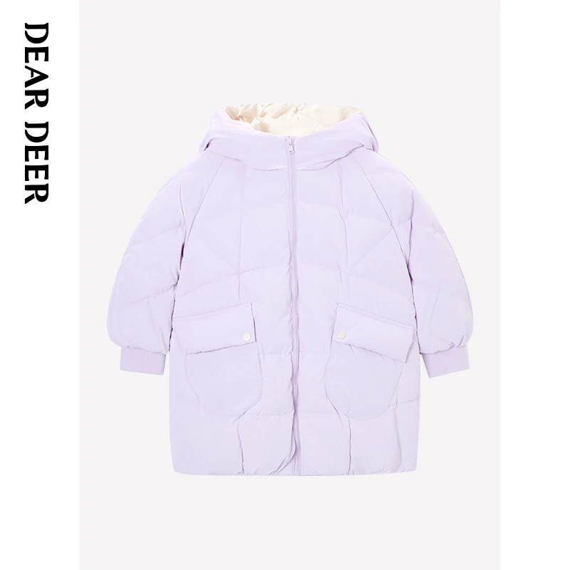 【门店同款】迪迪鹿女小童冬季紫色连帽羽绒服C224423408