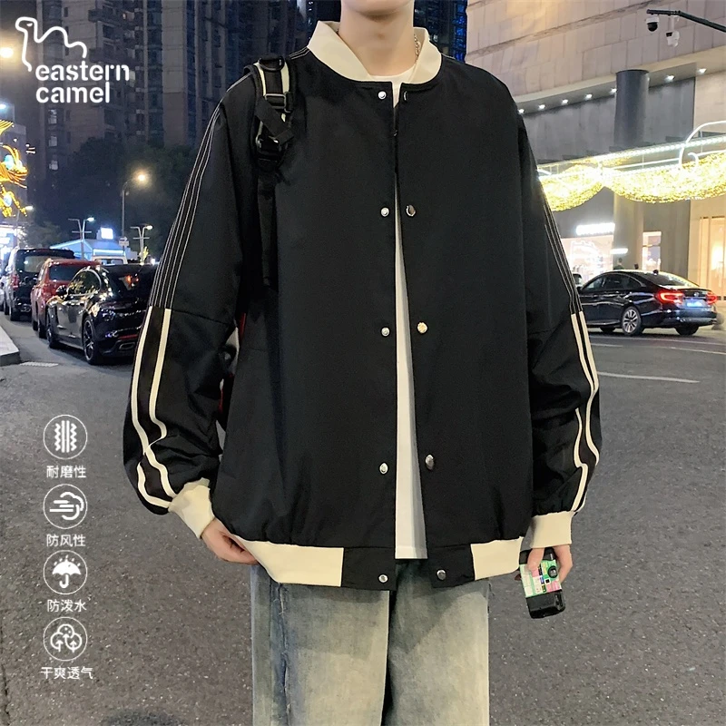 东方骆驼棒球服男士秋季2025新款青少年春秋休闲男生工装飞行夹克