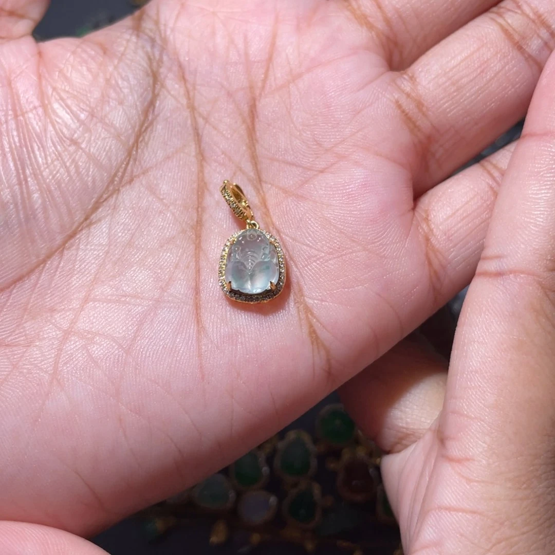 吊坠(不含链)18K金镶嵌翡翠