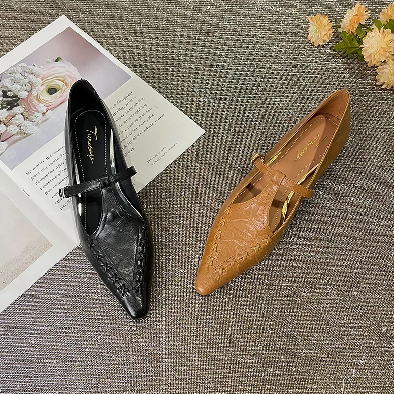 李单单 | 【琥珀流光】牛皮/跟高4.5cm/尖头单鞋平底内增高百搭女鞋
