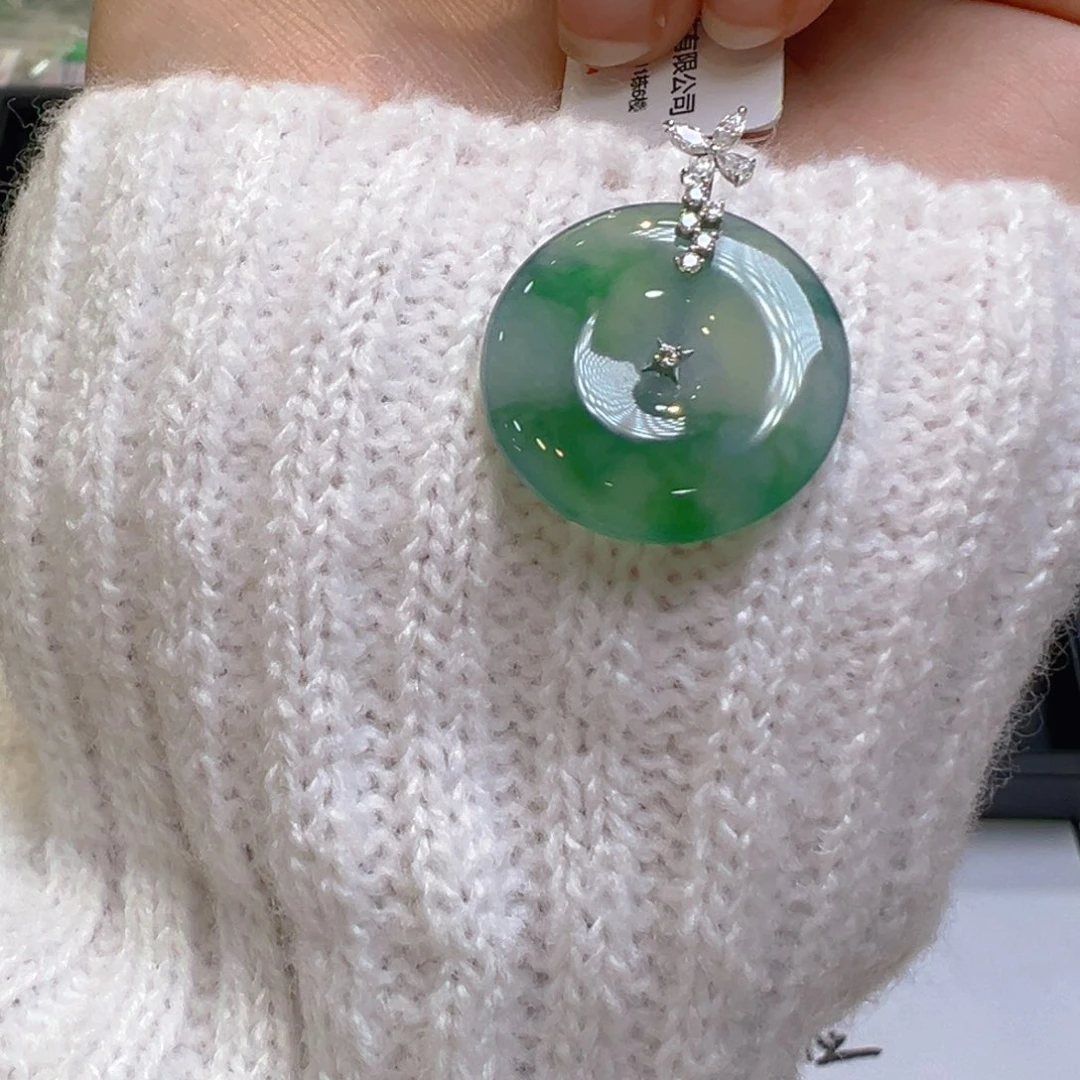 翡翠18K金镶嵌吊坠(不含链)