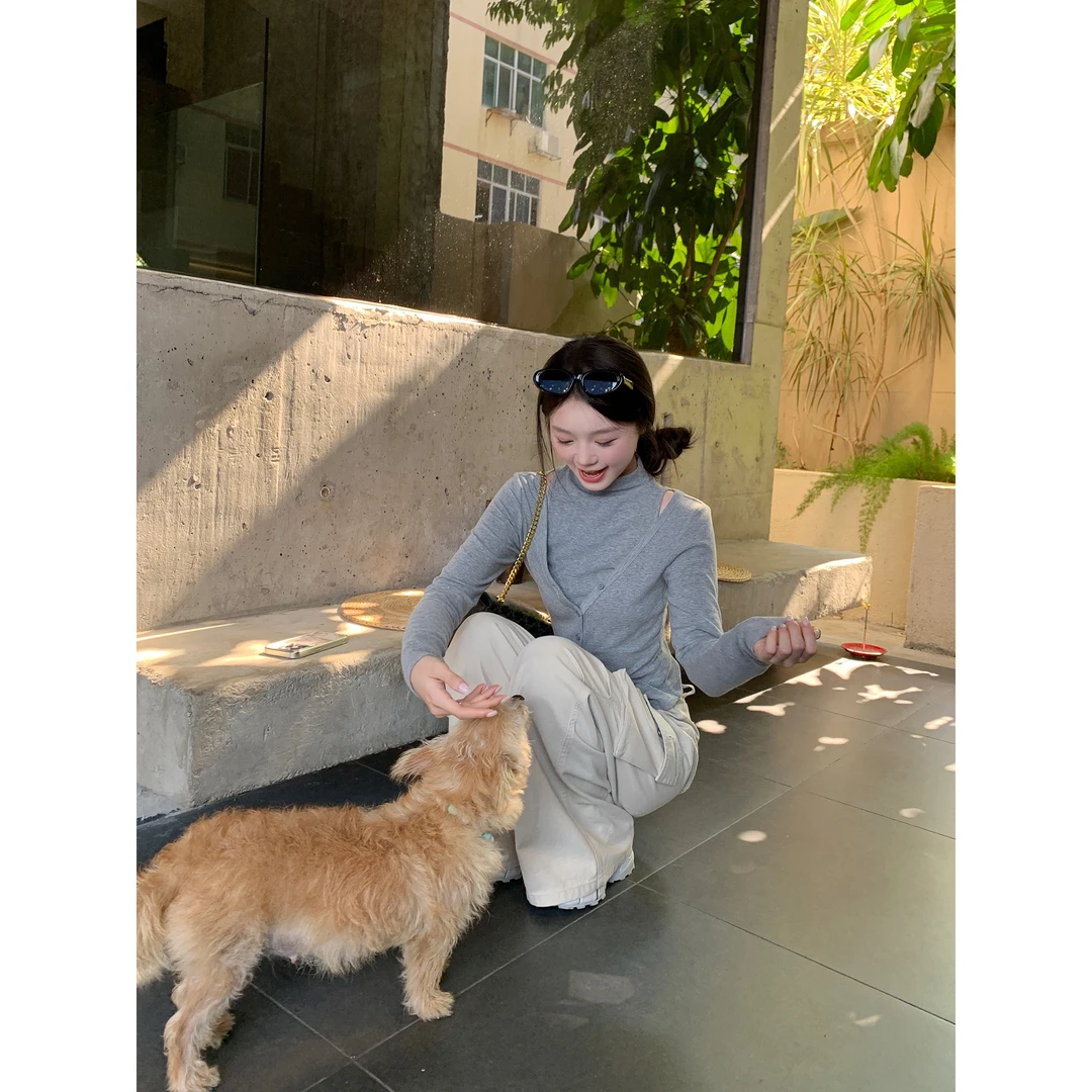 切糕自制【晚风呢喃】小个子女秋季流光风纯欲慵懒感显瘦两件套套装