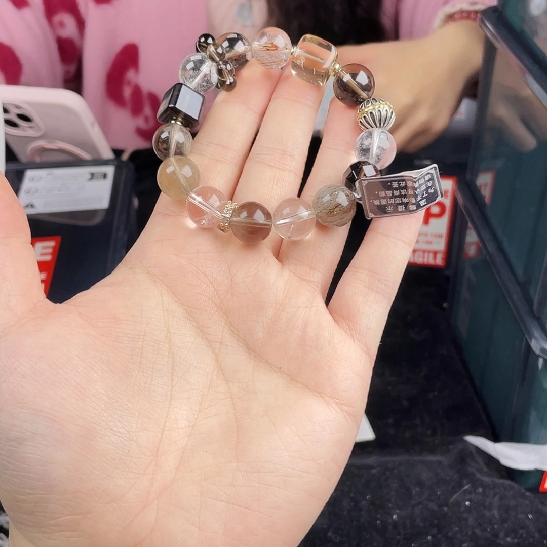 银S925镀金镶嵌手串水晶