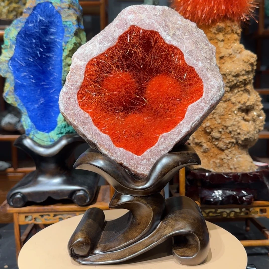 菩***树石材巴西草莓晶矿晶