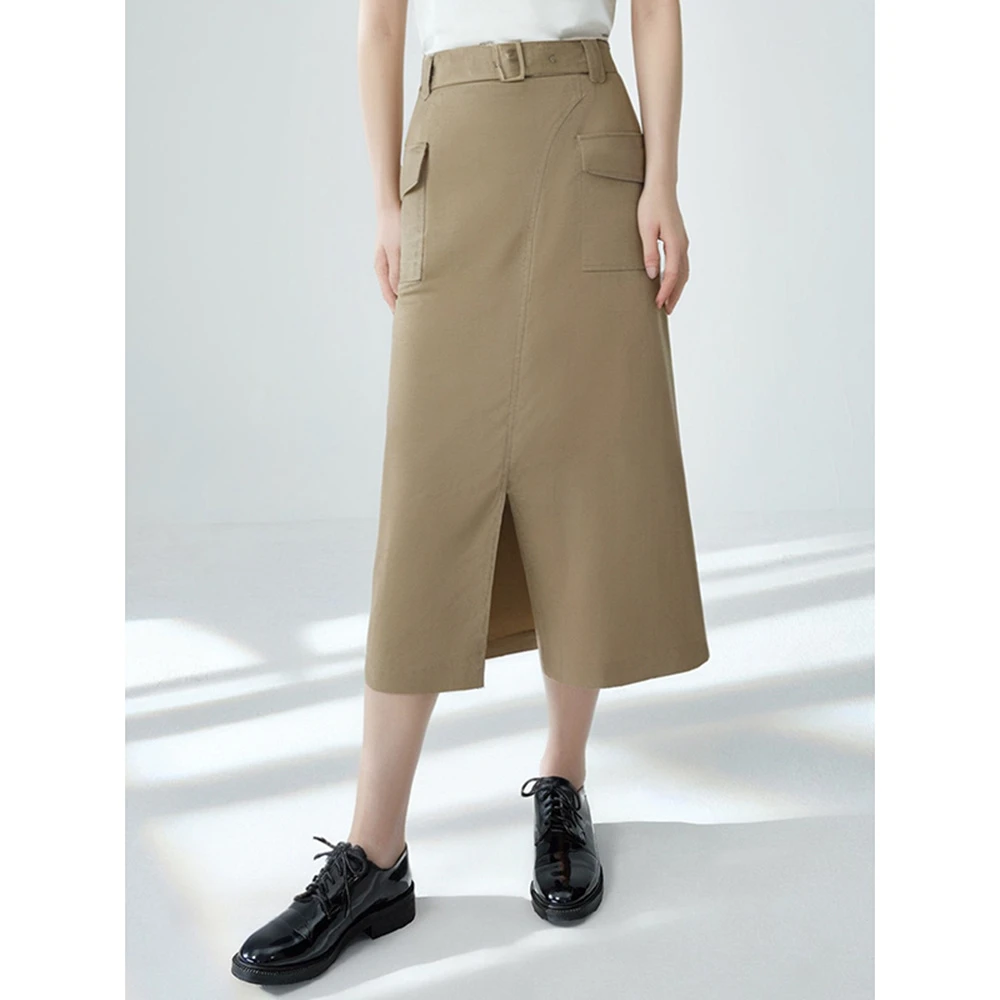 42076【H系列】女装工装卡其半身裙421Q9783