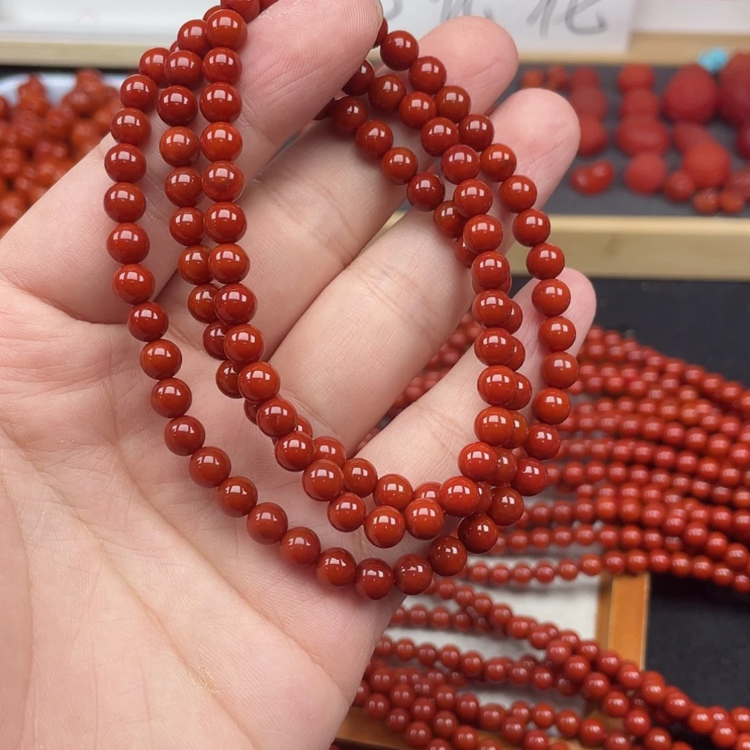 南红玛瑙1号瓦西牛血红卡6长链未镶嵌