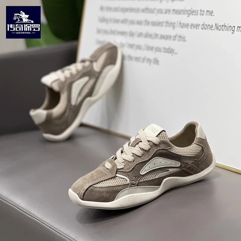 传奇保罗男士鞋子2025新款网面透气阿甘鞋百搭软底男鞋运动休闲鞋