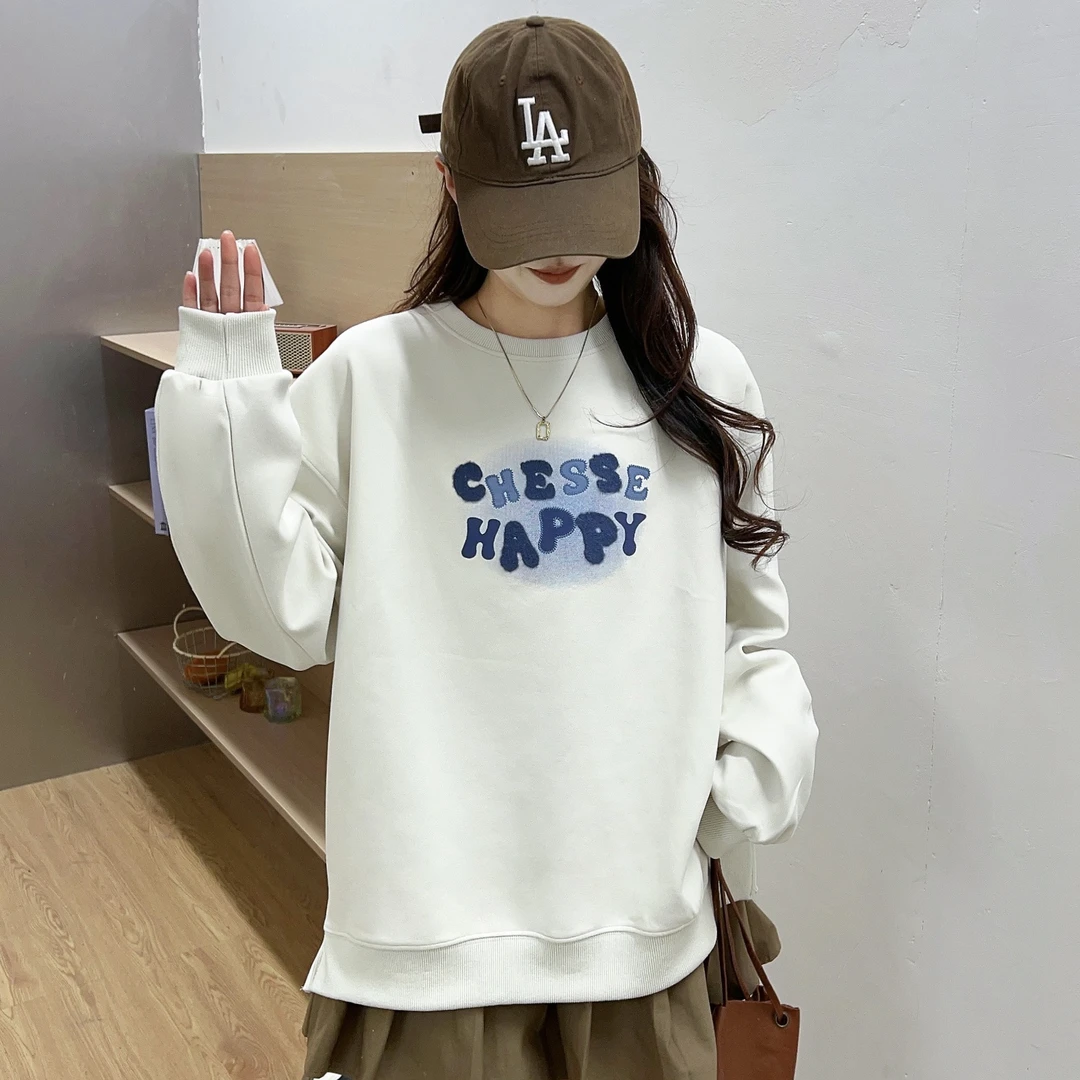 【字母刺绣卫衣】孕妇装秋装新款字母刺绣印花宽松卫衣