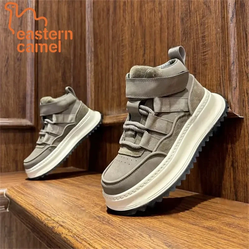 东方骆驼男鞋2025新款高帮板鞋厚底百搭马丁靴子运动休闲户外潮鞋