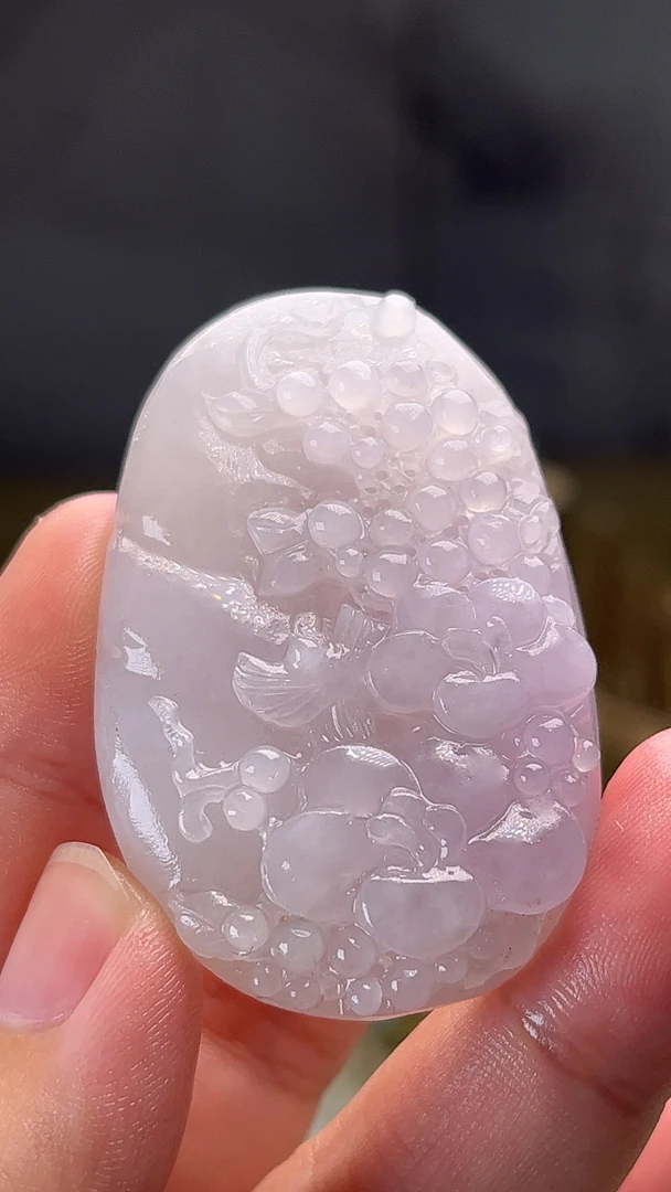 天然缅甸翡翠冰粉花鸟胶块毛货买断抛光尺寸50.6x33x11