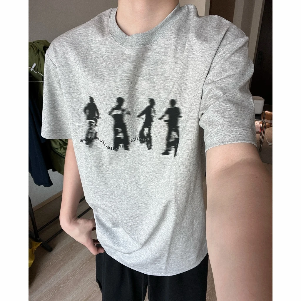 重磅260g潮牌夏季印花短袖圆领百搭简约时尚休闲高级感男装T恤