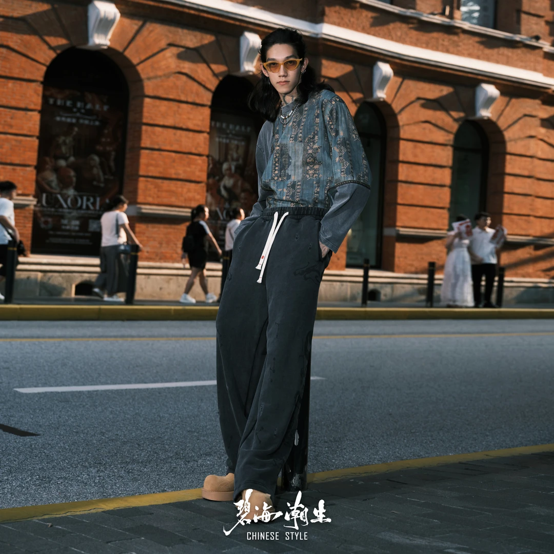 【伏羲】春秋新款中国风国潮重磅水洗刺绣休闲长裤卫裤