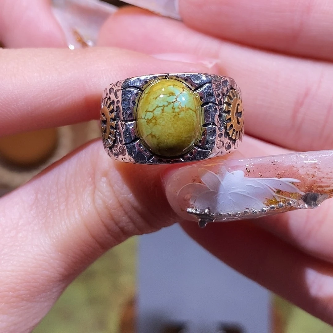 绿松石戒指银S925镶嵌换**字戒指