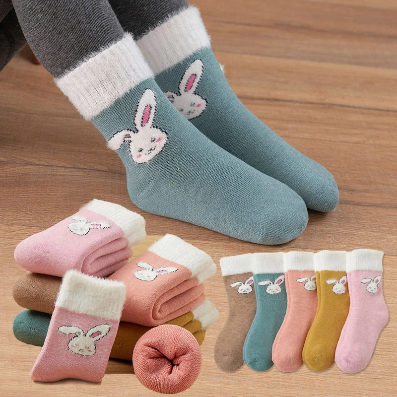 童泰【断码】超值5双加厚保暖毛圈袜儿童袜子小孩秋冬款婴儿中筒