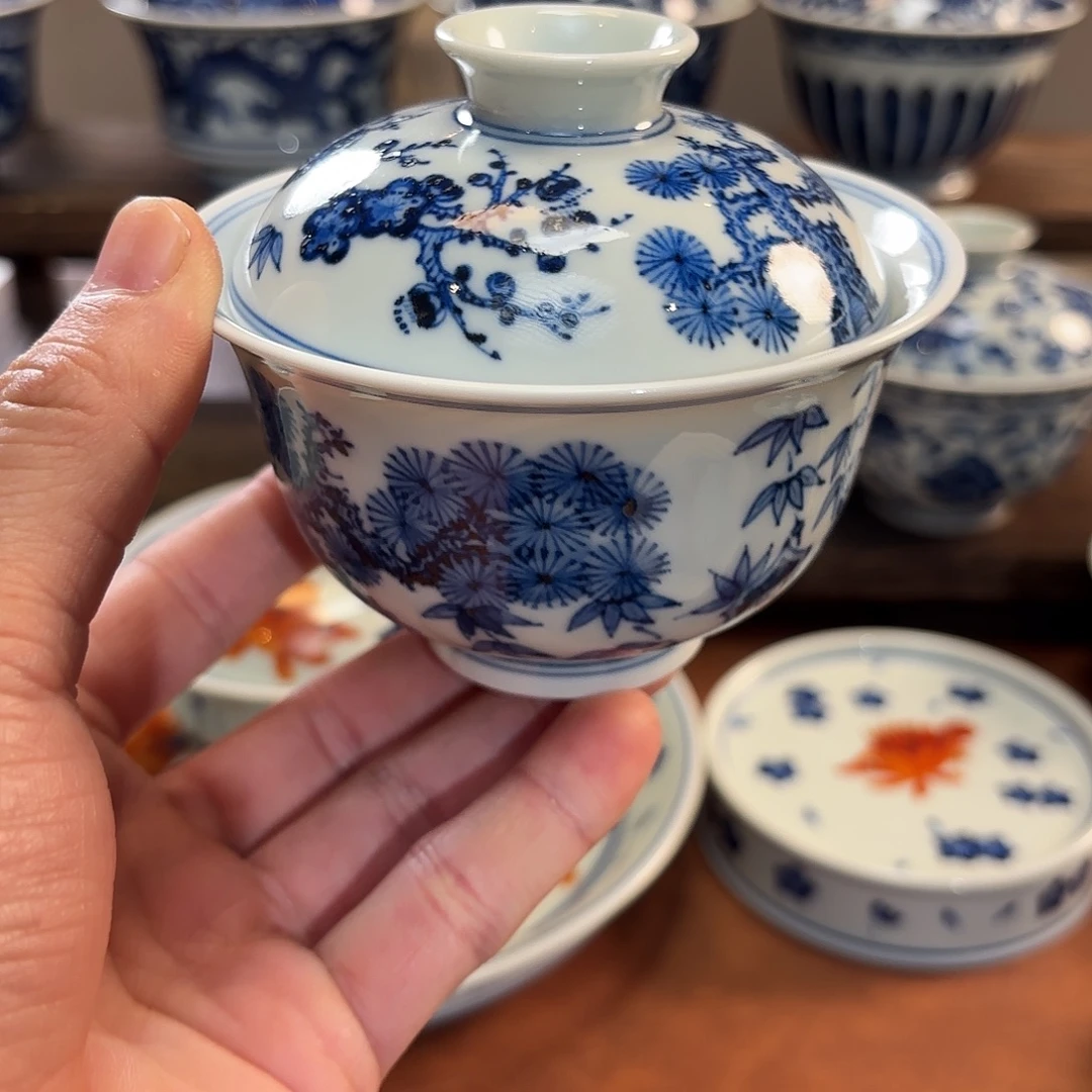 U***姐景德镇纯手工手绘松竹梅盖碗