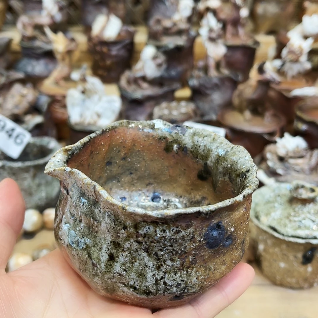 瓶柴烧粗陶手捏公道杯