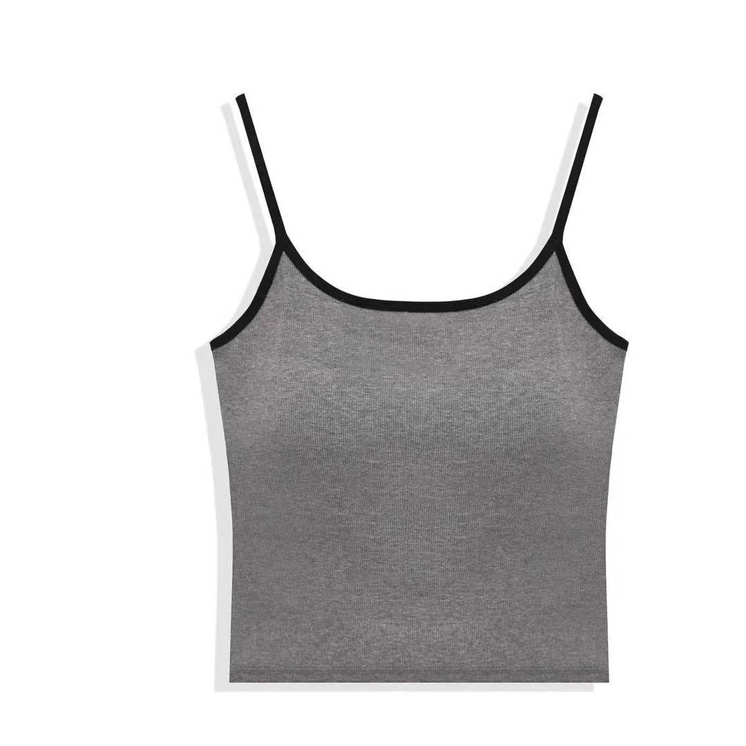 【七七专属】XS1909纯氧背心” 甜辣吊带背心女打底外穿带胸