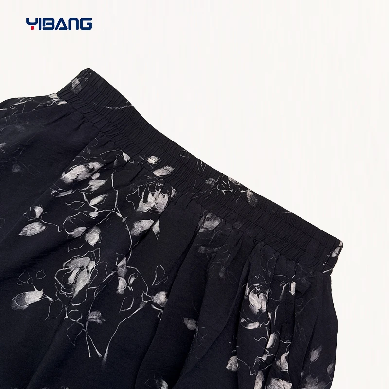 谊邦夏天碎花裙子半身裙高级感百搭洋气伞裙时尚显瘦黑色小裙子女