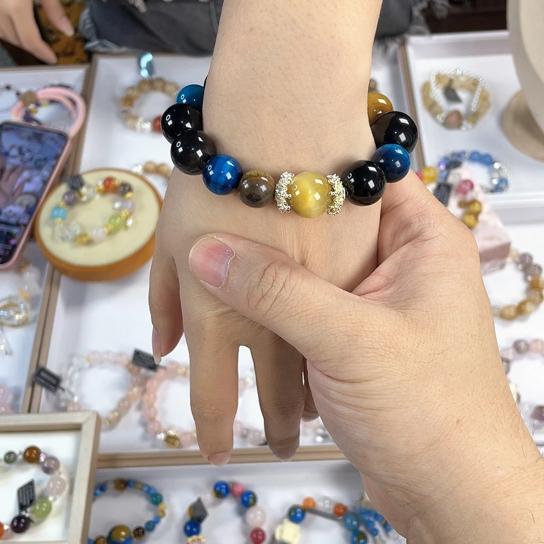 水晶手链银S925镀金镶嵌